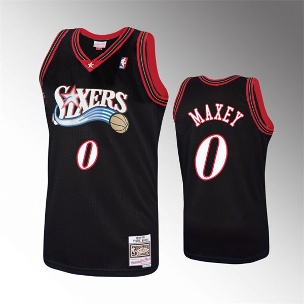 Men Philadelphia 76ers #0 Tyrese Maxey Black Mitchell & Ness 2000-01 Hardwood Classics Jersey