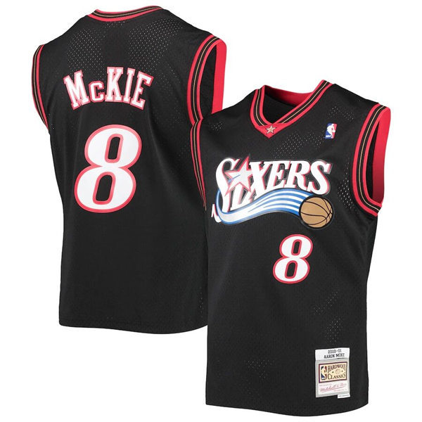 Mens Philadelphia 76ers #8 Aaron McKie Black Mitchell & Ness 2000-01 Hardwood Classics Jersey