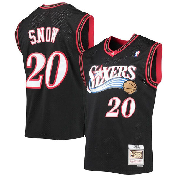 Mens Philadelphia 76ers #20 Eric Snow Black Mitchell & Ness 2000-01 Hardwood Classics Jersey