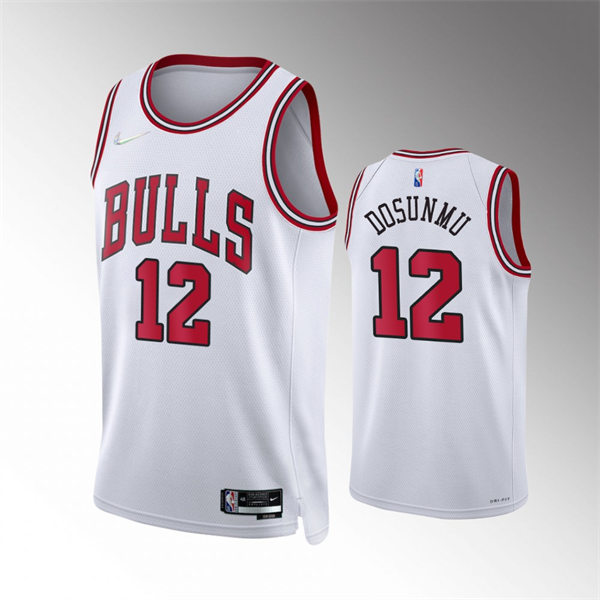 Mens Chicago Bulls #12 Ayo Dosunmu 2021-22 75th Anniversary Diamond Nike White Association Edition Jersey