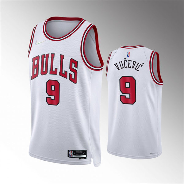 Mens Chicago Bulls #9 Nikola Vucevic 2021-22 75th Anniversary Diamond Nike White Association Edition Jersey