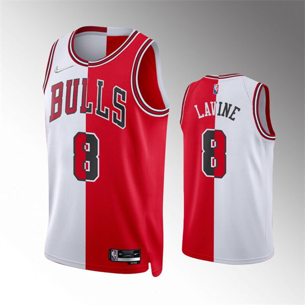 Mens Chicago Bulls #8 Zach LaVine 2021-22 Diamond White Red Split Edition Jersey