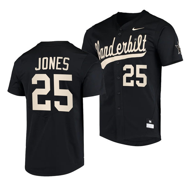 Men's Youth Vanderbilt Commodores #25 Druw Jones Black Gold 2022 College Baseball Limited Jersey