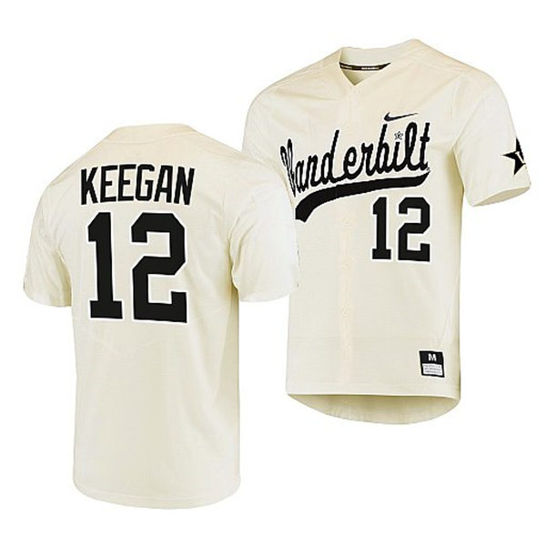 Men's Youth Vanderbilt Commodores #12 Dominic Keegan Cream 2022 College Baseball Limited Jersey