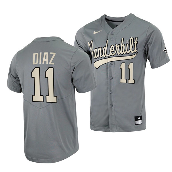 Men's Youth Vanderbilt Commodores #11 Davis Diaz Grey 2022 College Baseball Limited Jersey