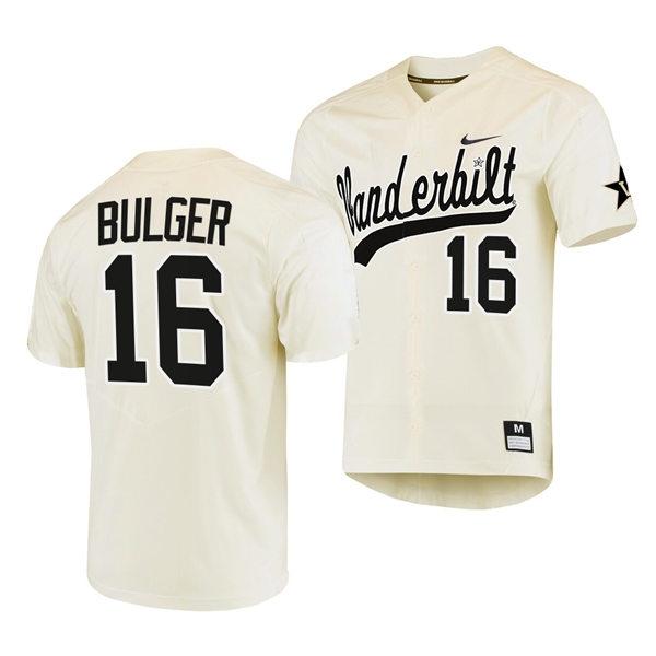 Men's Youth Vanderbilt Commodores #16 Jack Bulger Cream 2022 College Baseball Limited Jersey
