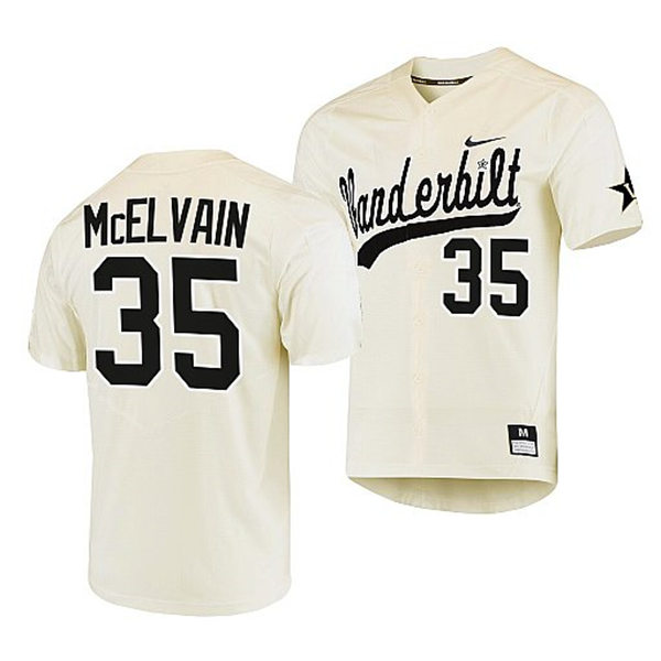 Men's Youth Vanderbilt Commodores #35 Chris McElvain Cream 2022 College Baseball Limited Jersey