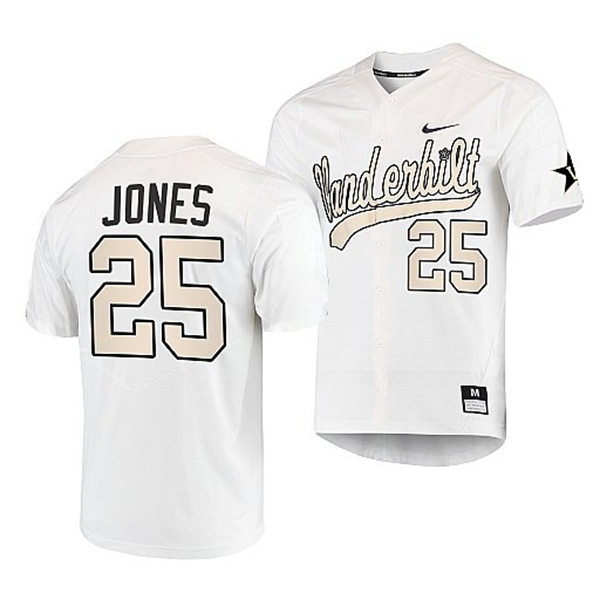Men's Youth Vanderbilt Commodores #25 Druw Jones White Gold 2022 College Baseball Limited Jersey