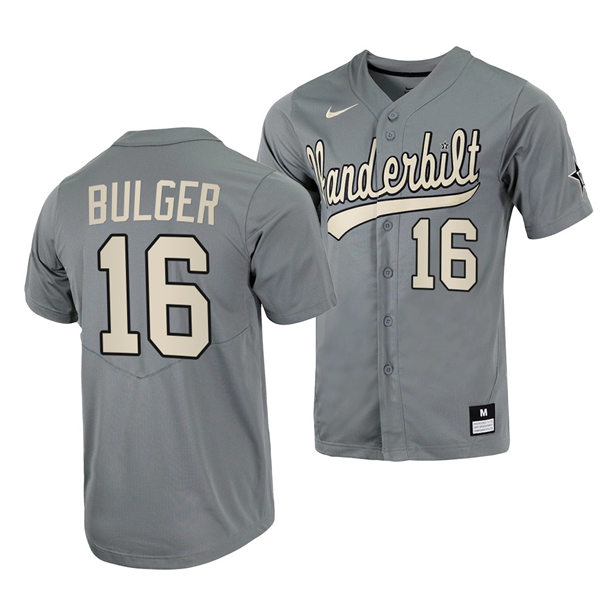 Men's Youth Vanderbilt Commodores #16 Jack Bulger Grey 2022 College Baseball Limited Jersey