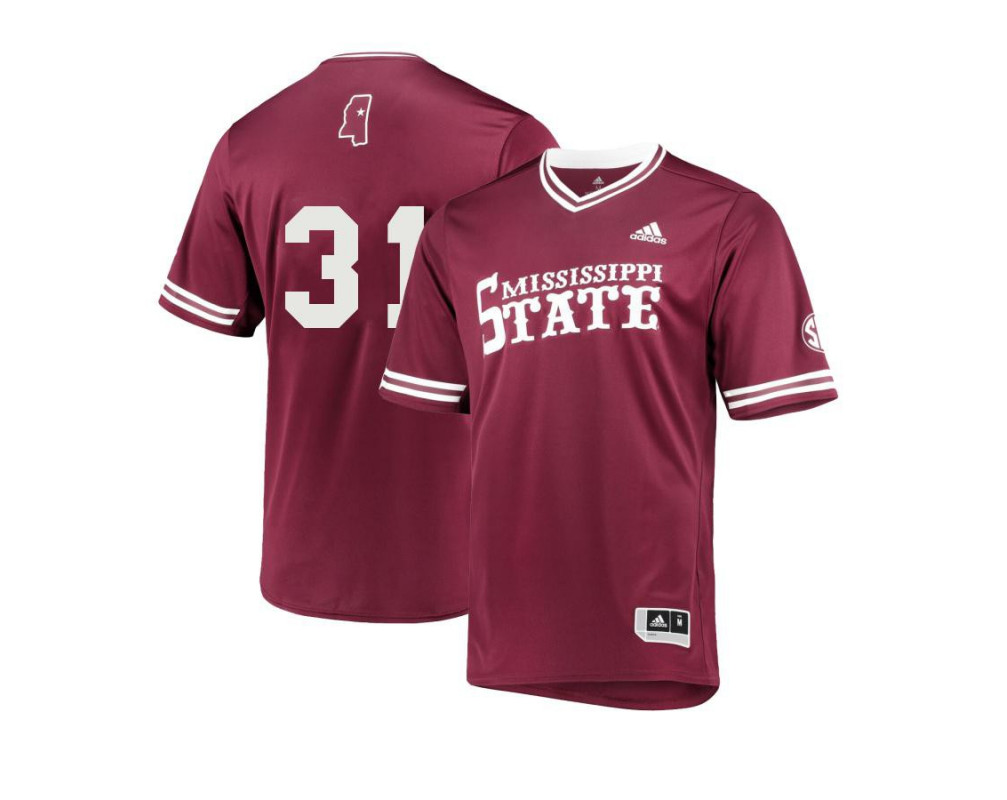 Mens Youth Mississippi State Bulldogs #31 Tanner Leggett Maroon Pullover College Baseball Game Jersey