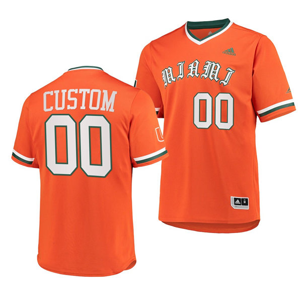 Youth Miami Hurricanes Custom Adidas 2022 Orange Pullover Baseball Jersey