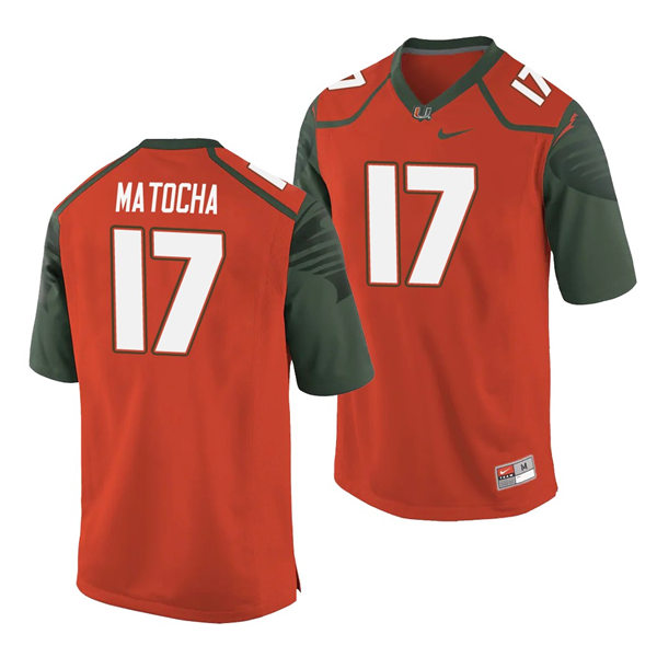 Mens Miami Hurricanes #17 Peyton Matocha Nike Orange Limited Throwback Football Jersey