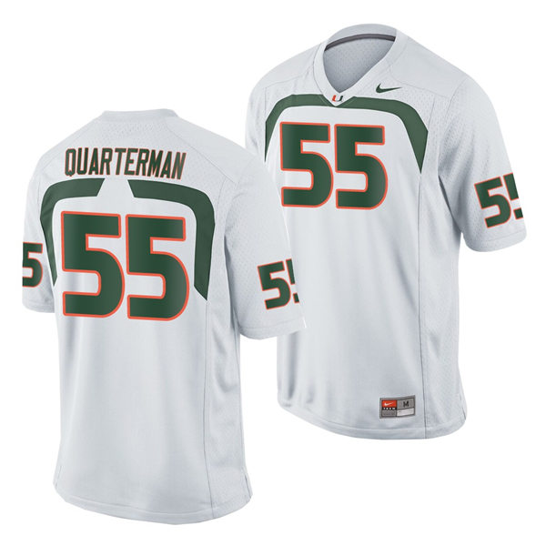 Mens Miami Hurricanes #55 Shaquille Quarterman Nike White College Throwback Football Jersey