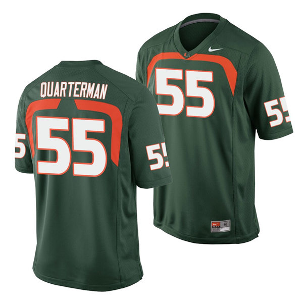Mens Miami Hurricanes #55 Shaquille Quarterman Nike Green College Throwback Football Jersey