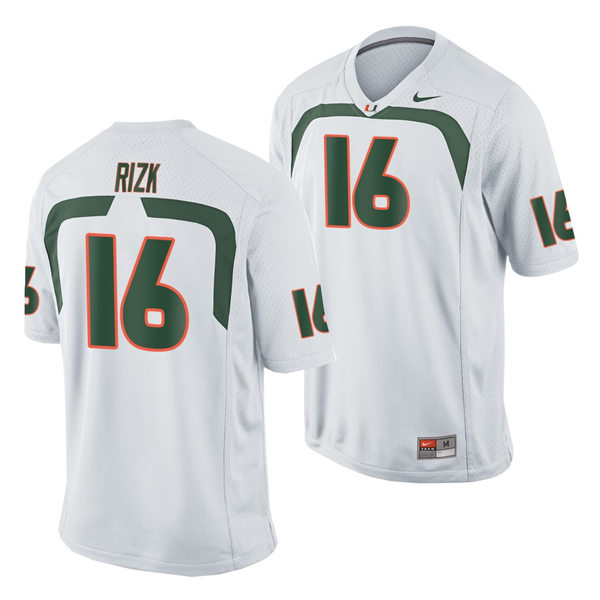 Mens Miami Hurricanes #16 Ryan Rizk Nike White College Throwback Football Jersey