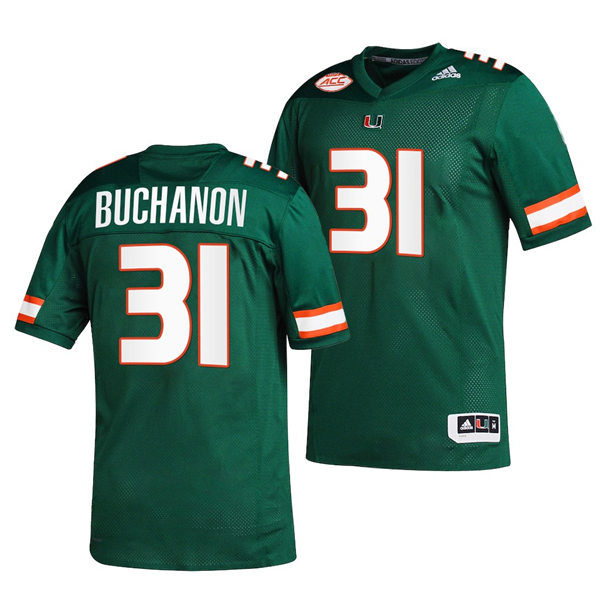 Mens Youth Miami Hurricanes #31 Phillip Buchanon Adidas Green College football Game Jersey