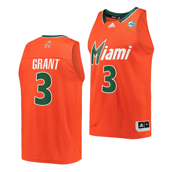 Mens Youth Miami Hurricanes #3 Malcolm Grant Orange 2021 Reverse Retro Basketball Jersey
