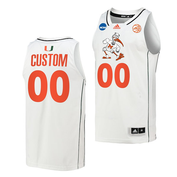 Mens Youth Miami Hurricanes Custom Adidas White 2022 College Basketball Limited Jersey