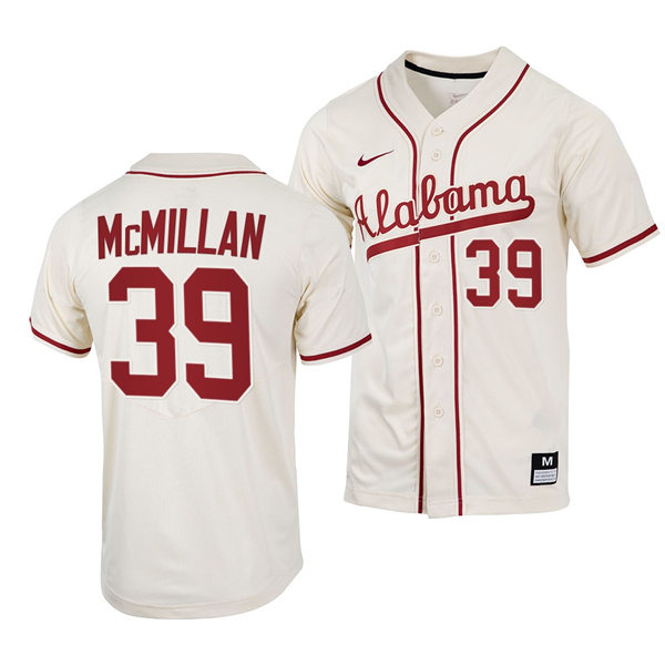 Mens Youth Alabama Crimson Tide #39 Garrett McMillan Natural College Baseball Limited Jersey