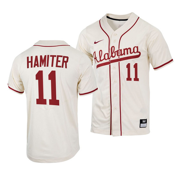 Mens Youth Alabama Crimson Tide #11 William Hamiter Natural College Baseball Limited Jersey
