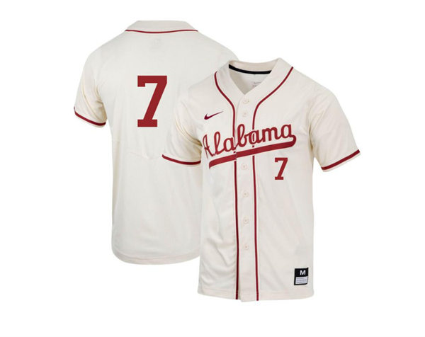 Mens Youth Alabama Crimson Tide #7 Caden Rose Natural College Baseball Game Jersey