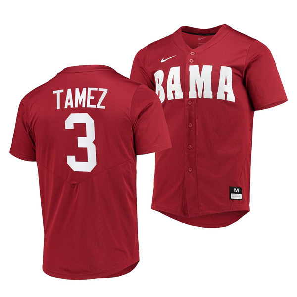 Mens Youth Alabama Crimson Tide #3 Dominic Tamez 2020 Crimson BAMA College Baseball Limited Jersey