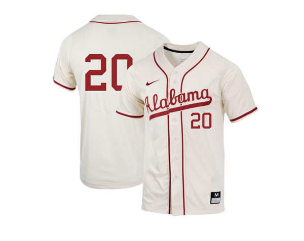 Mens Youth Alabama Crimson Tide #20 Tommy Seidl Natural College Baseball Game Jersey
