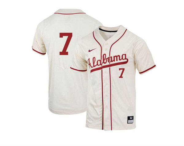 Mens Youth Alabama Crimson Tide #7 Brett Auerbach Natural College Baseball Game Jersey