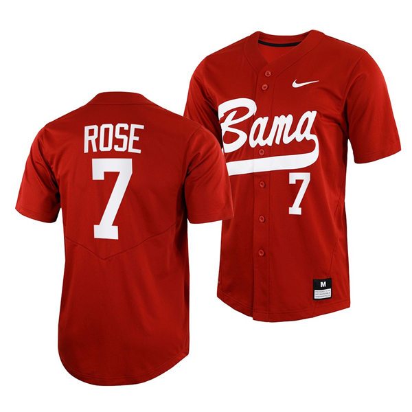 Mens Youth Alabama Crimson Tide #7 Caden Rose Crimson College Baseball Softball Limited Jersey