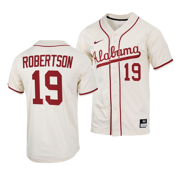 Mens Youth Alabama Crimson Tide #19 David Robertson Natural College Baseball Limited Jersey