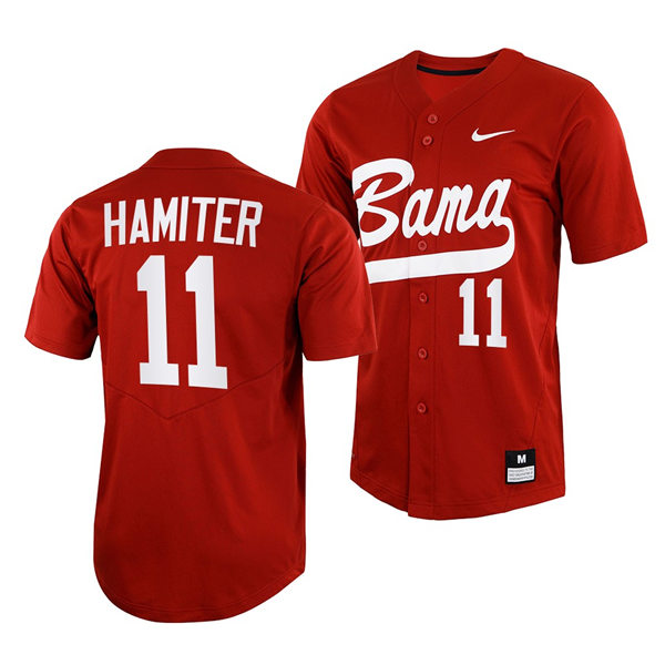 Mens Youth Alabama Crimson Tide #11 William Hamiter Crimson College Baseball Softball Limited Jersey