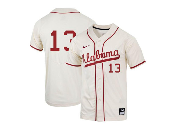 Mens Youth Alabama Crimson Tide #13 Bryce Eblin Natural College Baseball Game Jersey