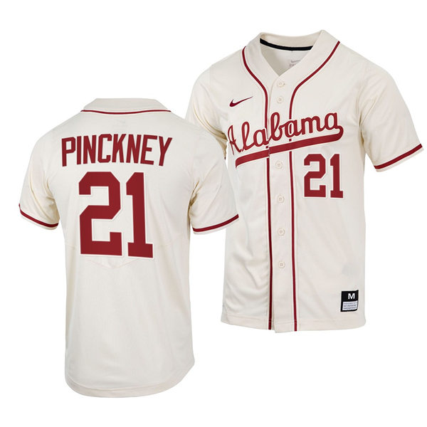 Mens Youth Alabama Crimson Tide #21 Andrew Pinckney Natural College Baseball Limited Jersey