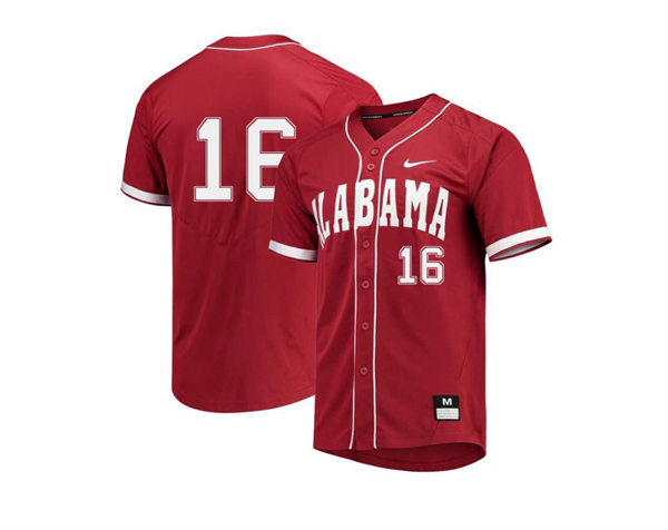 Mens Youth Alabama Crimson Tide #16 Owen Diodati Full Button Crimson College Baseball Game Jersey