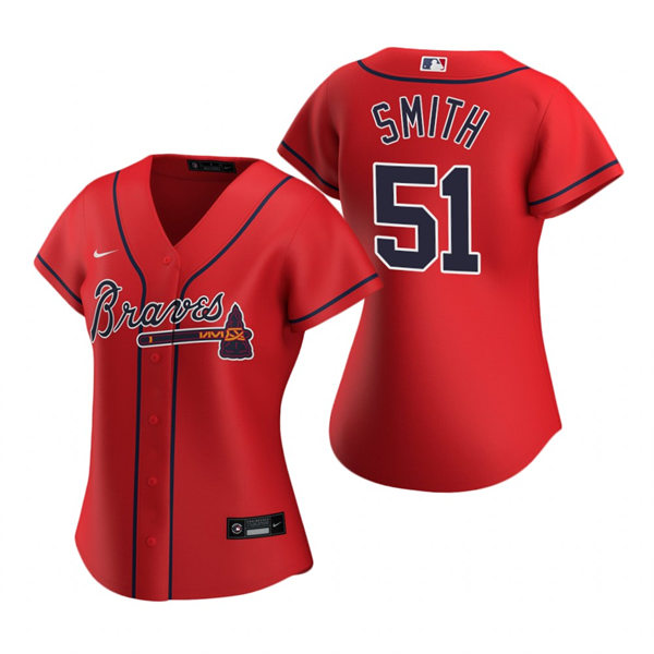 Womens Atlanta Braves #51 Will Smith Red Alternate Jersey