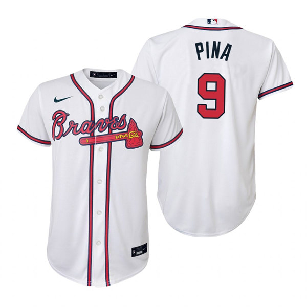 Youth Atlanta Braves #9 Manny Pina Home White Stitched Jersey