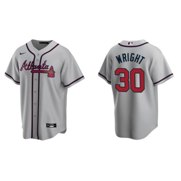 Mens Atlanta Braves #30 Kyle Wright Grey Away Stitched CoolBase Jersey