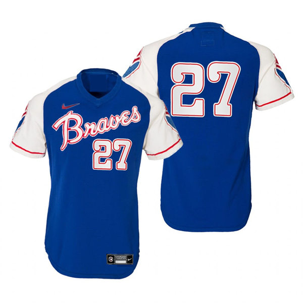 Mens Atlanta Braves 27 Fred McGriff Nike Royal Pullover Cooperstown