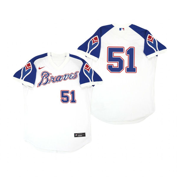 Mens Atlanta Braves #51 Will Smith Nike White Pullover Cooperstown Jersey