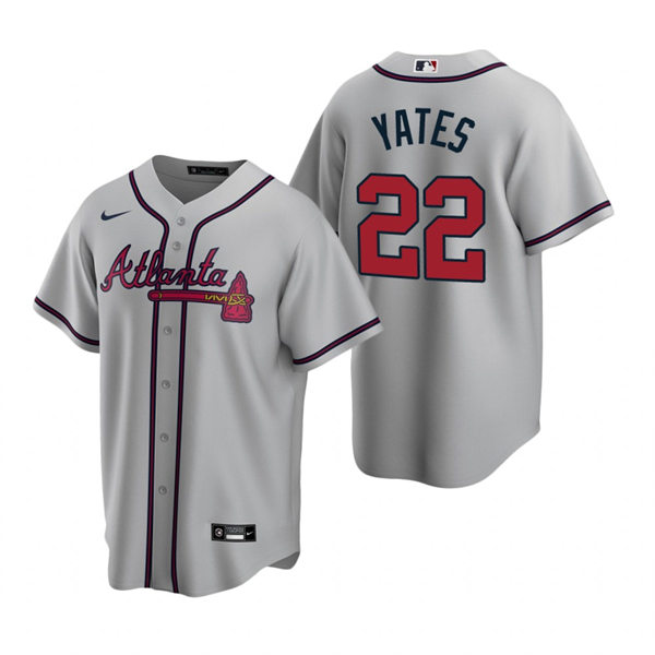 Mens Atlanta Braves #22 Kirby Yates Grey Away Stitched CoolBase Jersey