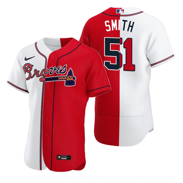 Mens Atlanta Braves #51 Will Smith Nike White Red Split Edition Jersey