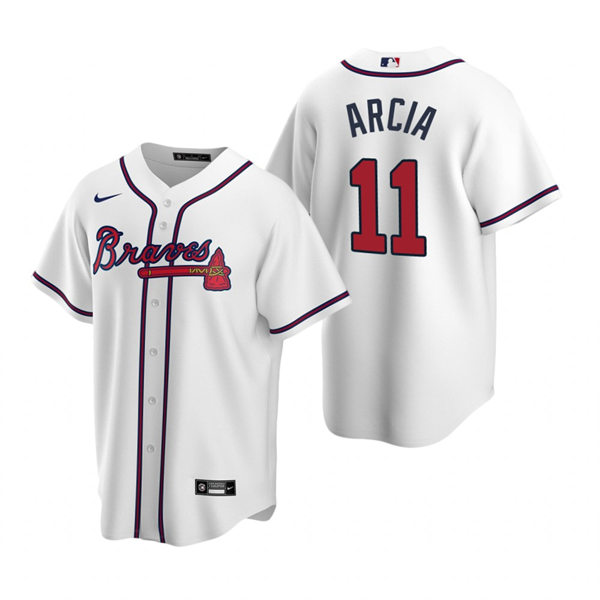Mens Atlanta Braves #11 Orlando Arcia Home White Stitched CoolBase Jersey