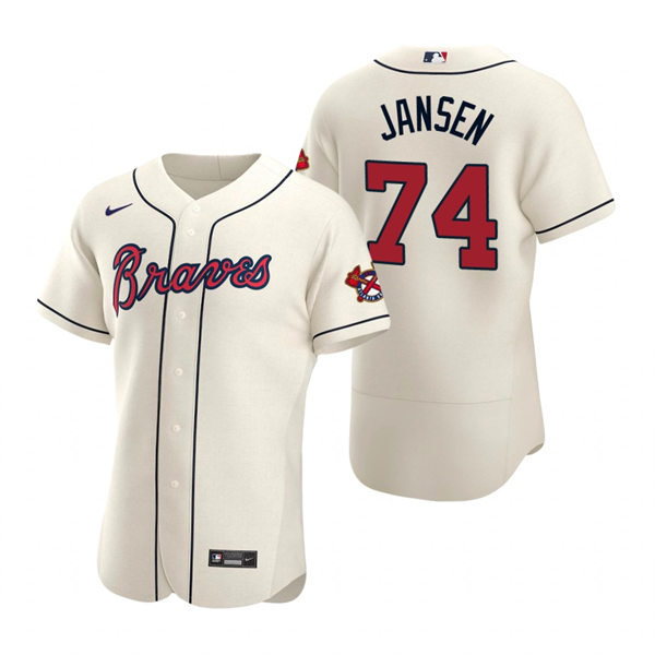 Mens Atlanta Braves #74 Kenley Jansen Nike Cream Alternate Flex Base Jersey