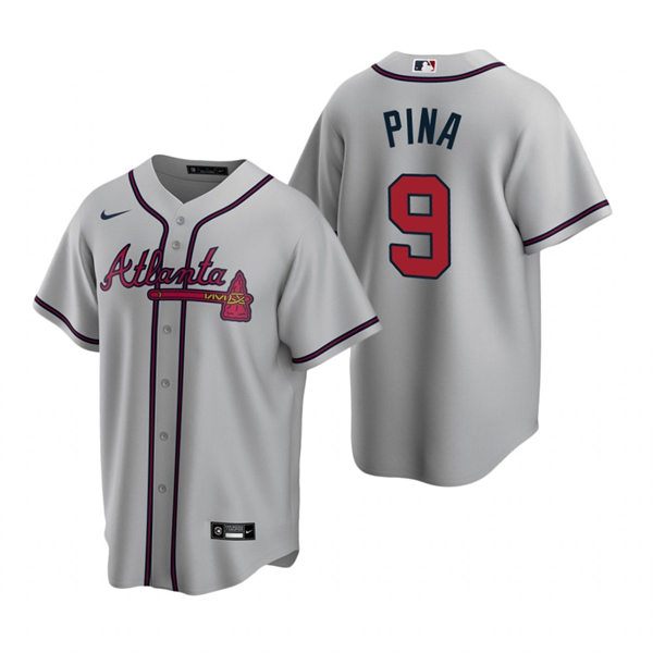Mens Atlanta Braves #9 Manny Pina Grey Away Stitched CoolBase Jersey