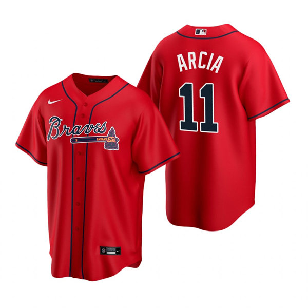 Mens Atlanta Braves #11 Orlando Arcia Red Alternate CoolBase Stitched Jersey