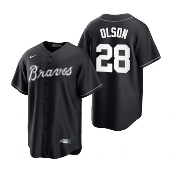 Mens Atlanta Braves #28 Matt Olson Nike 2022 Black Collection Jersey