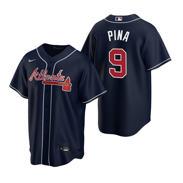 Mens Atlanta Braves #9 Manny Pina Navy Alternate Stitched CoolBase Jersey