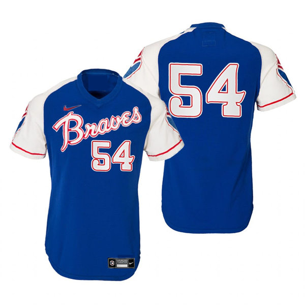 Mens Atlanta Braves #54 Max Fried Nike Royal Pullover Cooperstown Retro Jersey