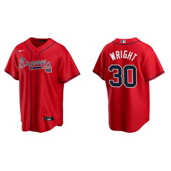 Mens Atlanta Braves #30 Kyle Wright Red Alternate CoolBase Stitched Jersey