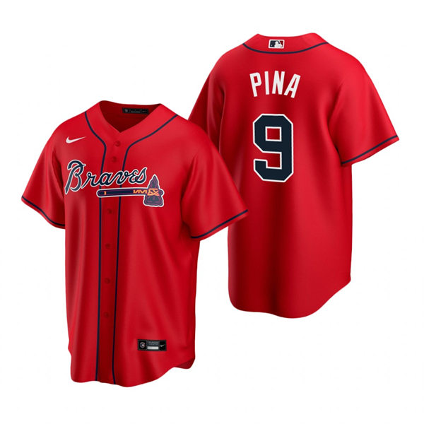 Mens Atlanta Braves #9 Manny Pina Red Alternate CoolBase Stitched Jersey